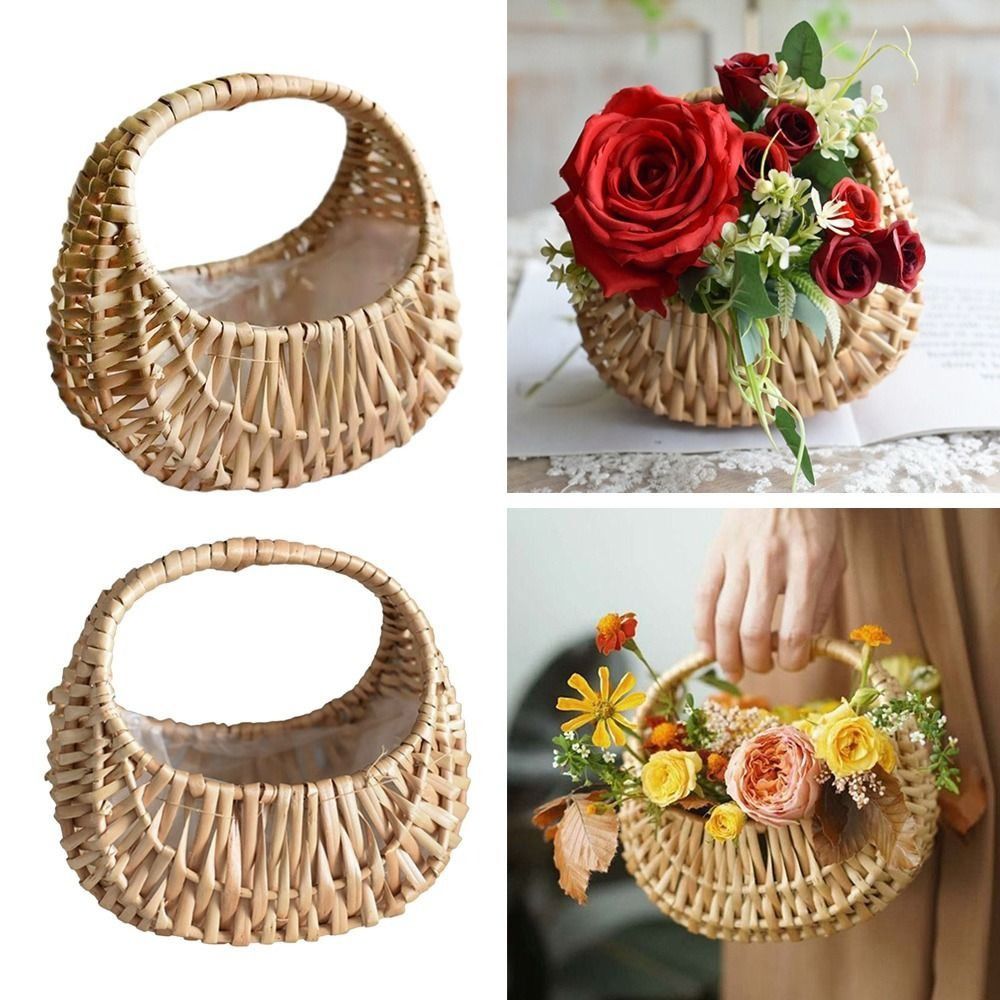 Gardening Tools Girls - Söğüt Rattan Çiçek Kız Sepetleri Sarı