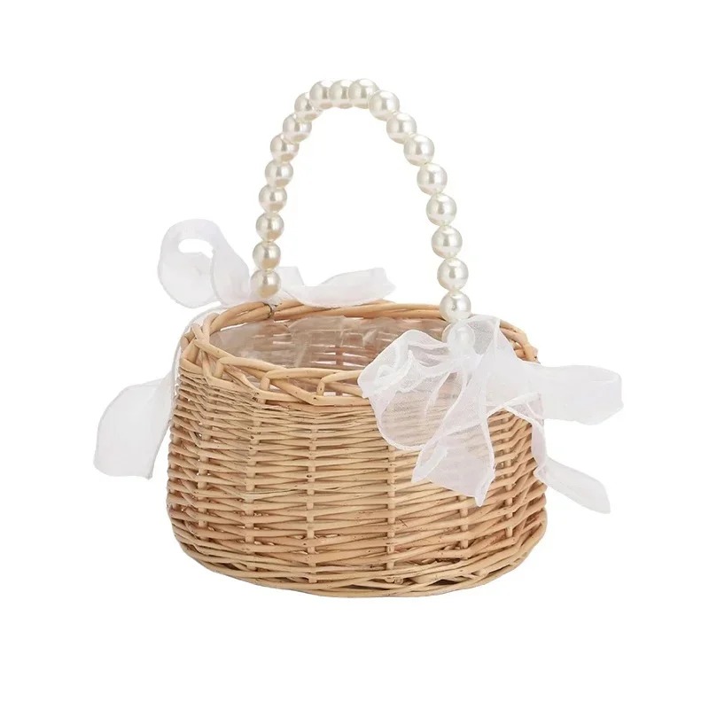 Gardening Tools Girls - İnci Saplı Rattan Düğün Çiçek Kızı