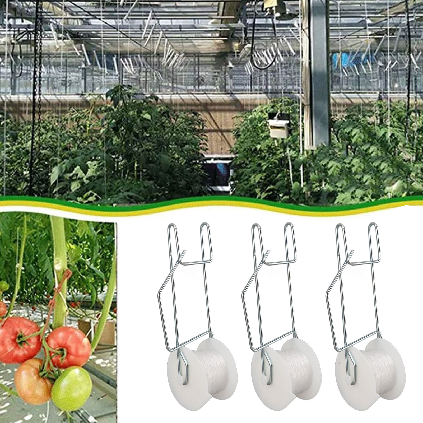 Gardening Tools Essential - 6-50 adet Domates Destek Kancaları, 15m